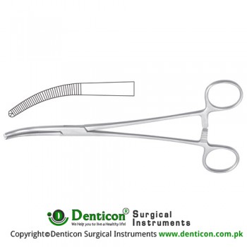 Mikulicz Peritoneum Forcep Curved - 1 x 2 Teeth Stainless Steel, 20.5 cm - 8"